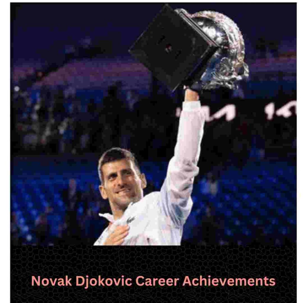 Novak Djokovic  lifting trophy after wining tennis tournament 